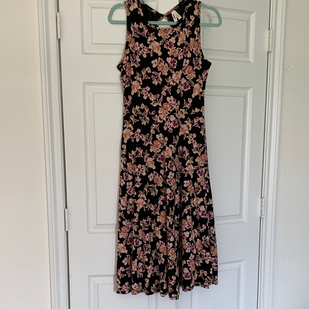 Pact Black Floral Midi Dress